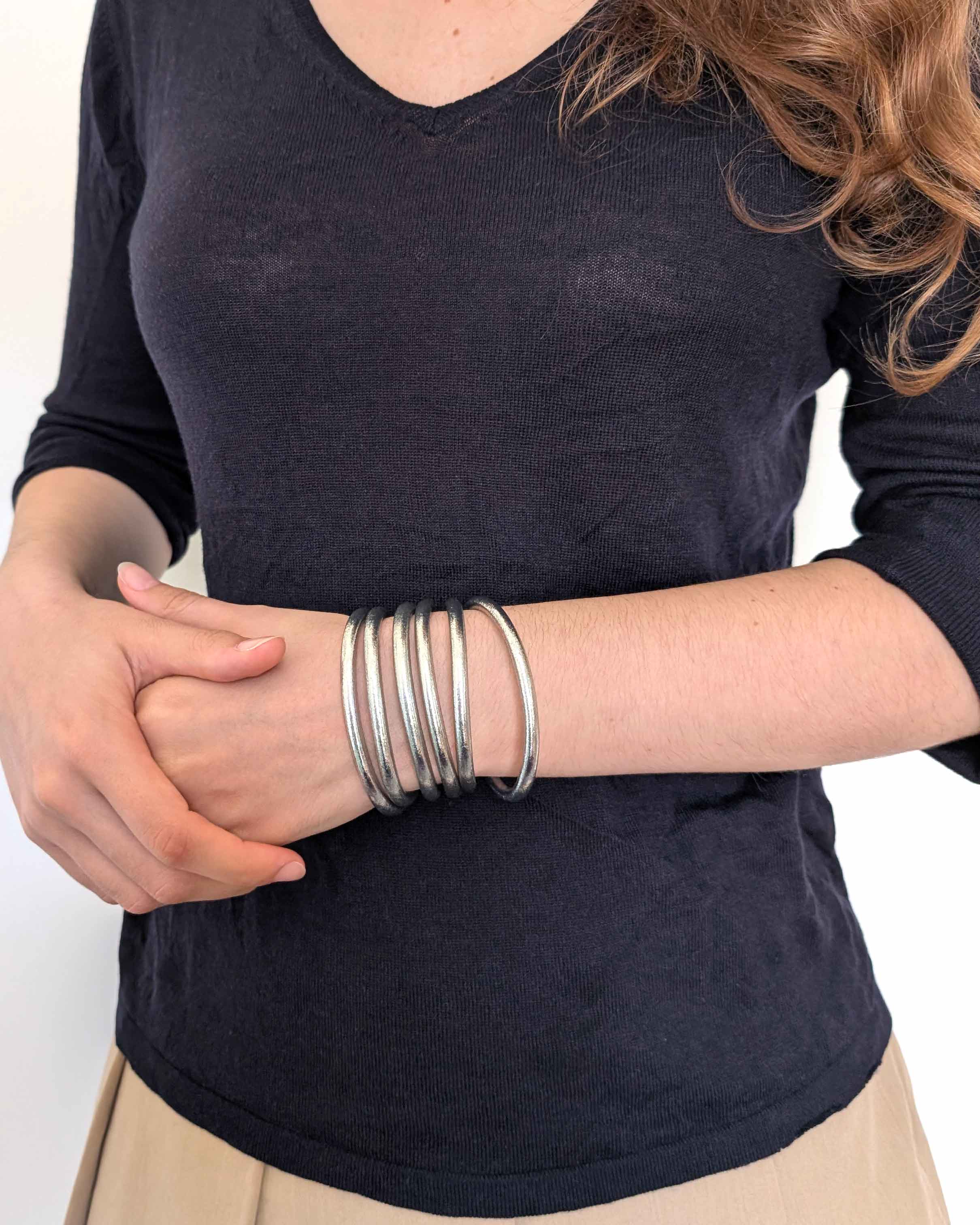 Kumlai Buddhist bangles in classic silver | Chunky