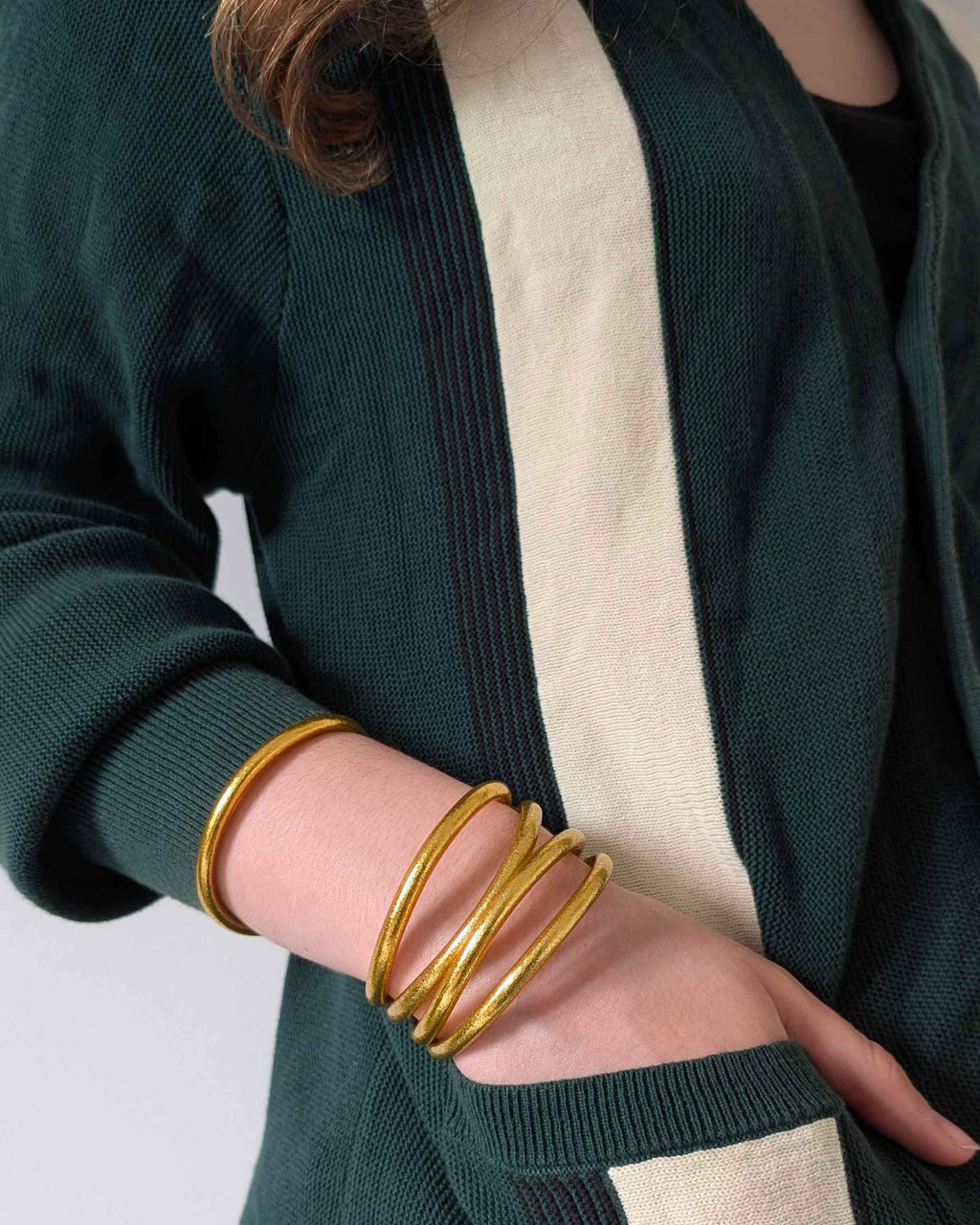 Kumlai Buddhist bangles in rich gold | Chunky