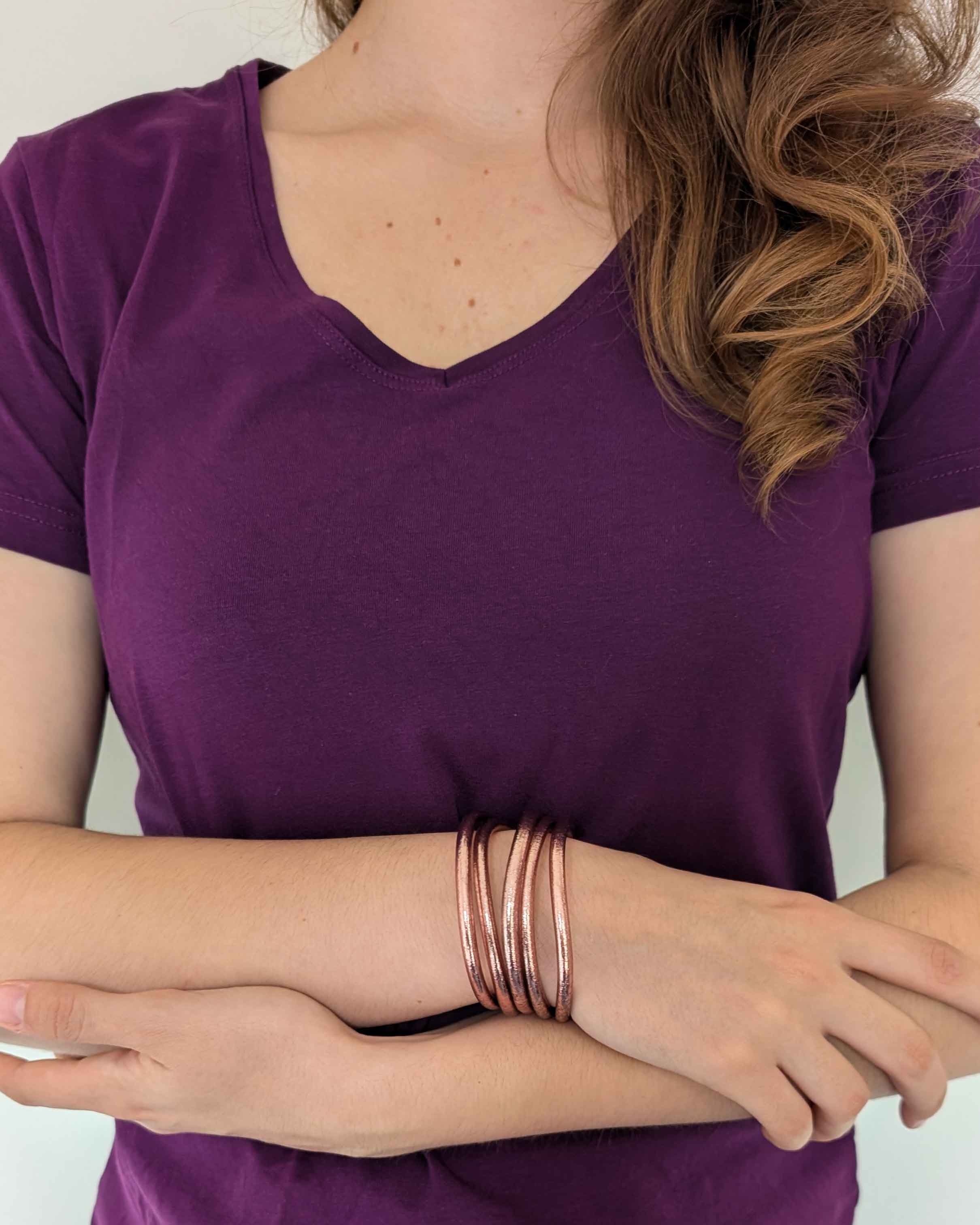 Kumlai Buddhist bangles in rose gold | Chunky
